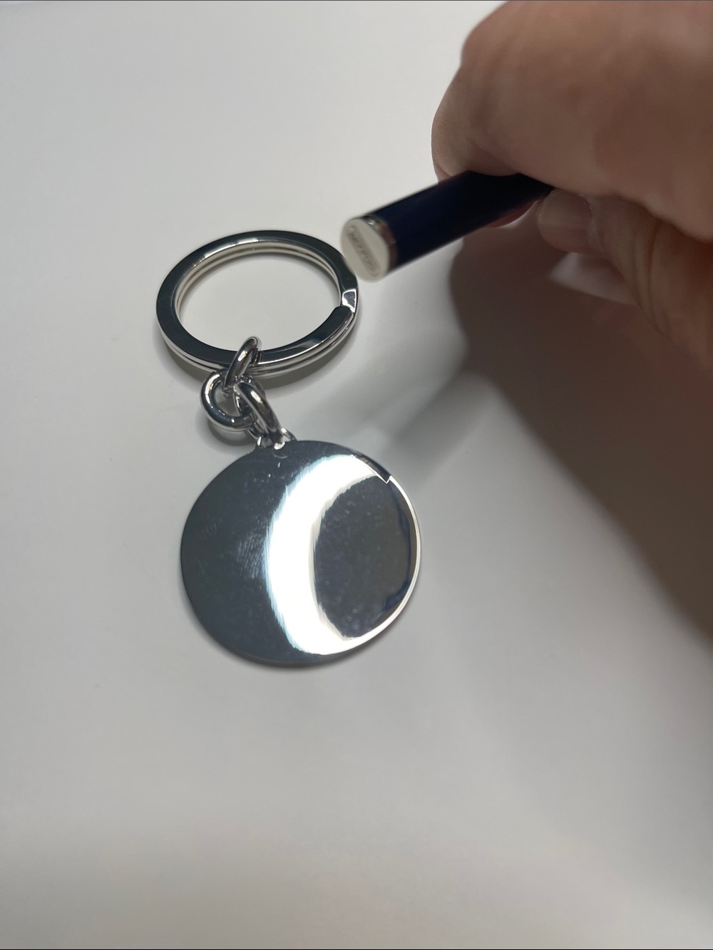 Coach Black Enamel and Silver-Tone Round Logo Key Ring and Coach Pen - Picture 3 of 6
